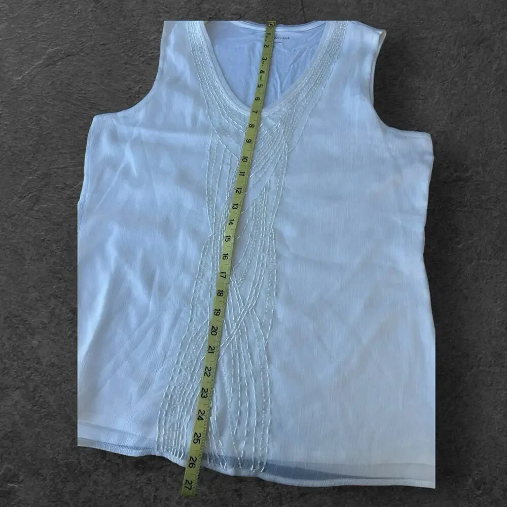 Coldwater Creek women’s size L 14 ivory tank top with beadwork on front